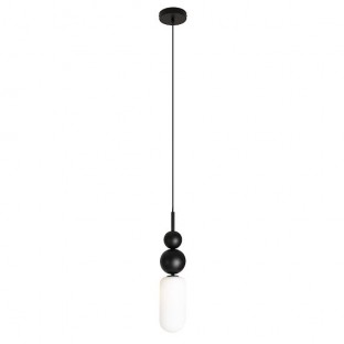 Lampa wisząca Nova Black z kloszem z białego szkła