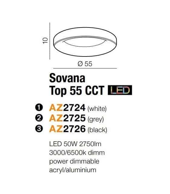 Plafon Sovana 55 Led w kolorze czarnym CCT + Remote Control