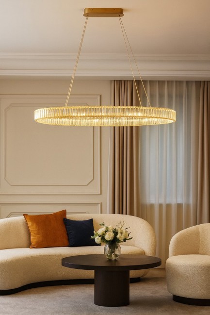 Lampa wisząca Sparking 120 Led złota CCT Dimm + Remote Control