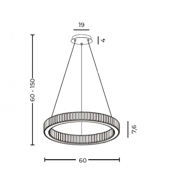 Kryształowa lampa wisząca Spark 60 Led w kolorze złotym - ściemnialna
