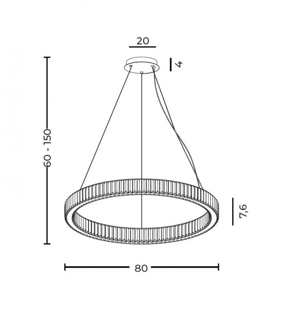 Kryształowa lampa wisząca Spark 80 Led chromowana - ściemnialna