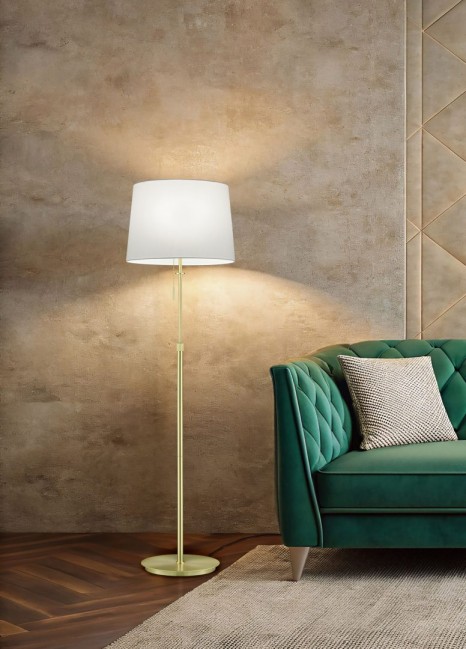 Regulowana lampa podłogowa Lyon w kolorze mosiądzu
