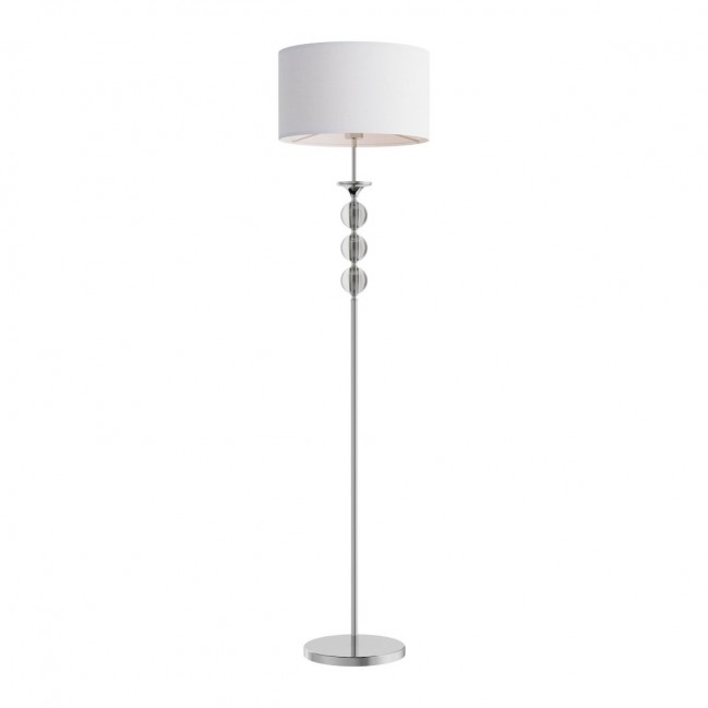 Lampa podłogowa Rea chromowana z białym abażurem