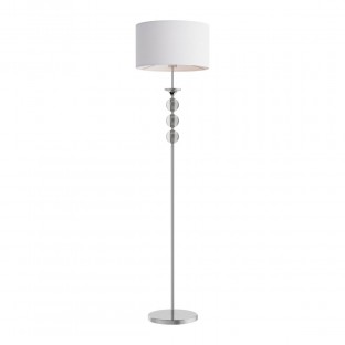 Lampa podłogowa Rea chromowana z białym abażurem