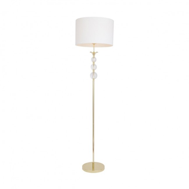 Lampa podłogowa Rea w kolorze złotym z białym abażurem
