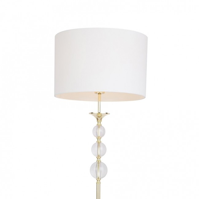 Lampa podłogowa Rea w kolorze złotym z białym abażurem