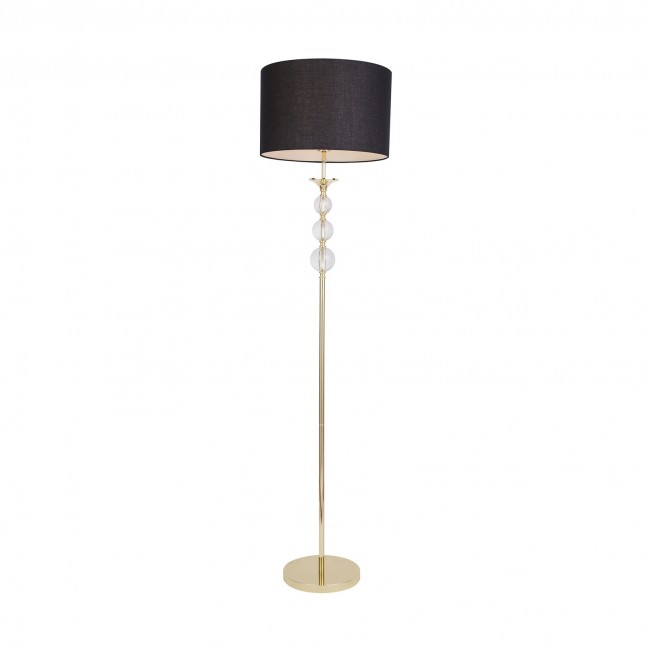 Lampa podłogowa Rea w kolorze złotym z czarnym abażurem