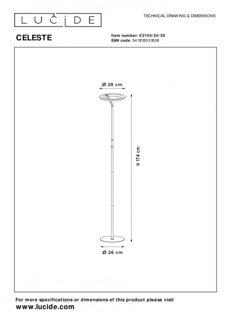 Lampa podłogowa Celeste Led w kolorze czarnym - ściemnialna