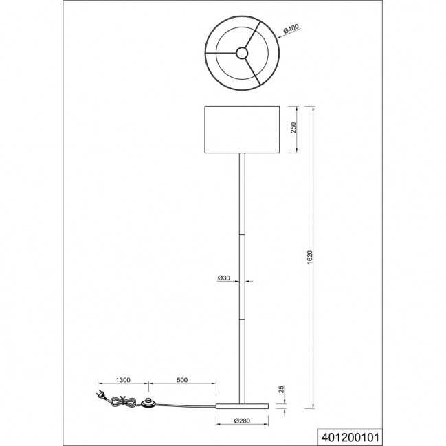 Drewniana lampa podłogowa Korba z białym abażurem