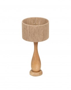Drewniana lampa stołowa Toba z abażurem z juty