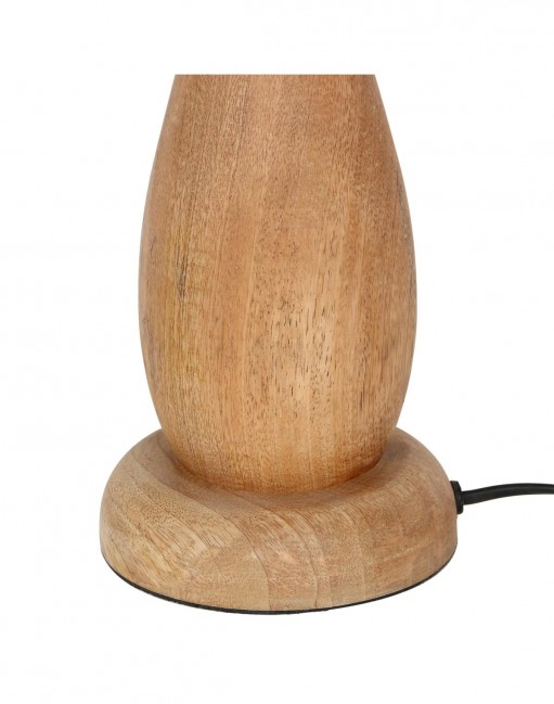 Drewniana lampa stołowa Toba z abażurem z juty