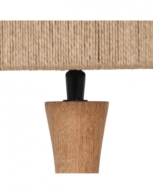 Drewniana lampa stołowa Toba z abażurem z juty