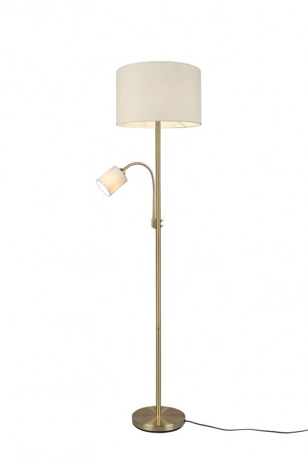 Lampa podłogowa Hotel w kolorze złotym z lampką do czytania