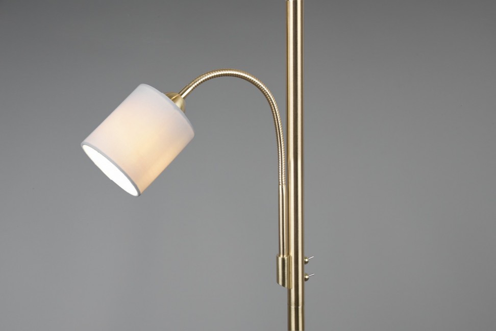 Lampa podłogowa Hotel w kolorze złotym z lampką do czytania