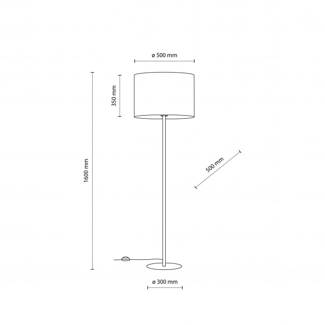 Klasyczna lampa podłogowa Umberto w kolorze złotym z czarnym abażurem