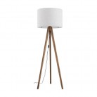 Lampa podłogowa Grand biała na drewnianym trójnogu
