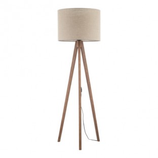 Lampa podłogowa Grand z lnianym abażurem na drewnianym trójnogu