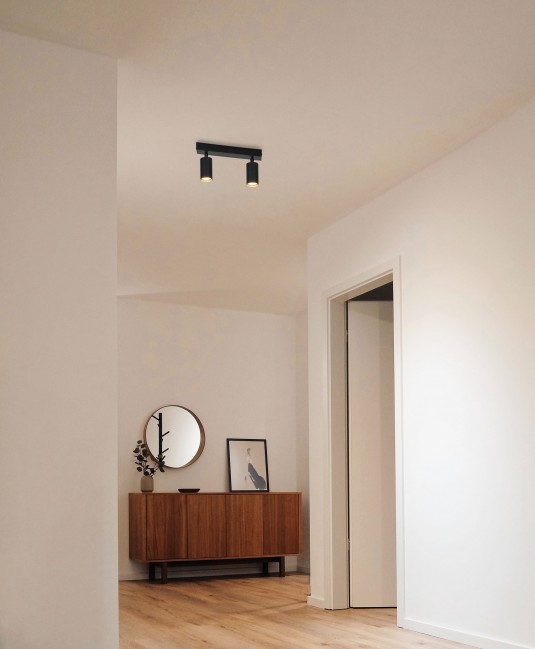 Plafon z regulowanymi reflektorkami Monti 2 w kolorze czarny mat