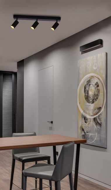 Plafon z regulowanymi reflektorkami Monti 3 w kolorze czarny mat