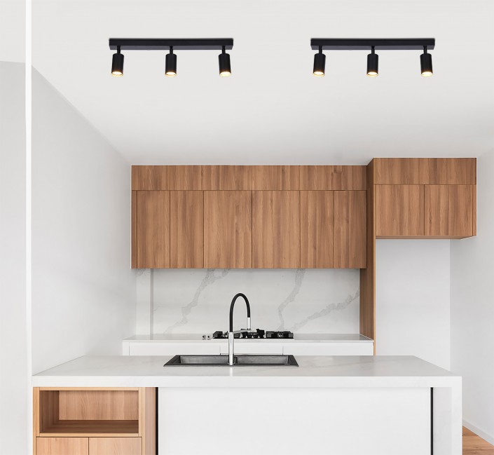 Plafon z regulowanymi reflektorkami Monti 3 w kolorze czarny mat