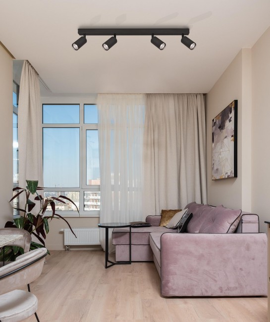 Plafon z regulowanymi reflektorkami Monti 4 w kolorze czarny mat