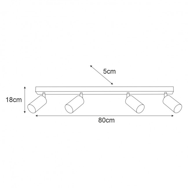 Plafon z regulowanymi reflektorkami Monti 4 w kolorze czarny mat
