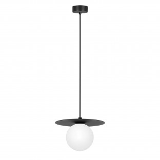 Lampa wisząca Robin czarna ze szklanym kloszem w kolorze białym