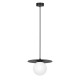 Lampa wisząca Robin czarna ze szklanym kloszem w kolorze białym
