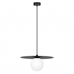 Lampa wisząca Robin czarna ze szklanym kloszem w kolorze białym