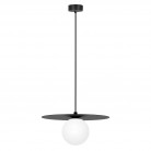 Lampa wisząca Robin czarna ze szklanym kloszem w kolorze białym