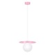 Lampa wisząca Robin różowa ze szklanym kloszem w kolorze białym