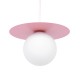 Lampa wisząca Robin różowa ze szklanym kloszem w kolorze białym