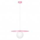 Lampa wisząca Robin różowa ze szklanym kloszem w kolorze białym