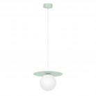 Lampa wisząca Robin miętowa ze szklanym kloszem w kolorze białym