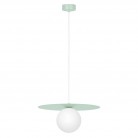 Lampa wisząca Robin miętowa ze szklanym kloszem w kolorze białym