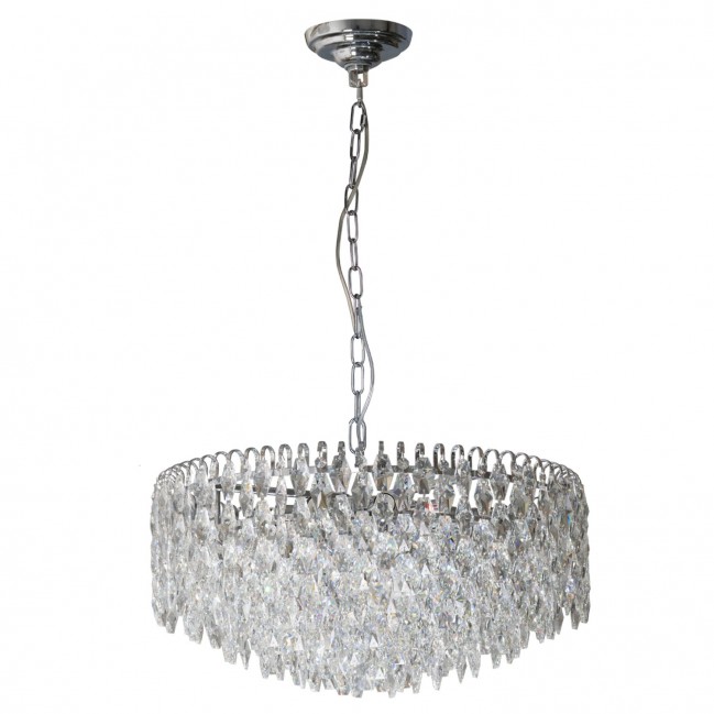 Kryształowa lampa wisząca Burano 60 w kolorze chromu
