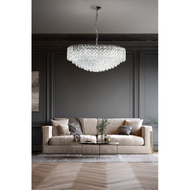 Kryształowa lampa wisząca Burano 100 w kolorze chromu