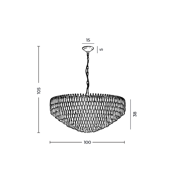 Kryształowa lampa wisząca Burano 100 w kolorze chromu