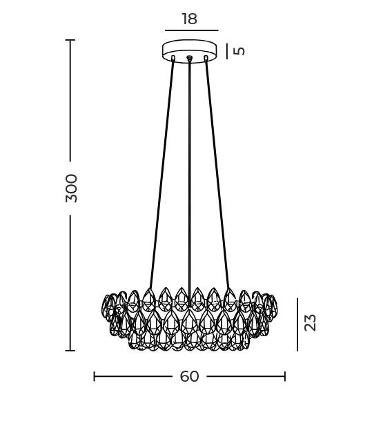 Kryształowa lampa wisząca Barletta 60 Led w kolorze złotym - 3-DIMM