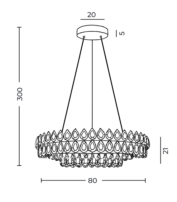 Kryształowa lampa wisząca Barletta 80 Led w kolorze złotym - 3-DIMM
