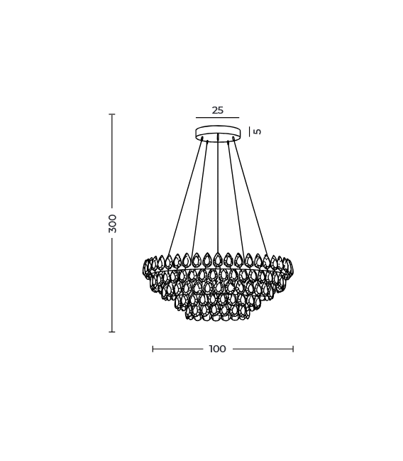 Kryształowa lampa wisząca Barletta 60+100 Led w kolorze złotym - 3-DIMM