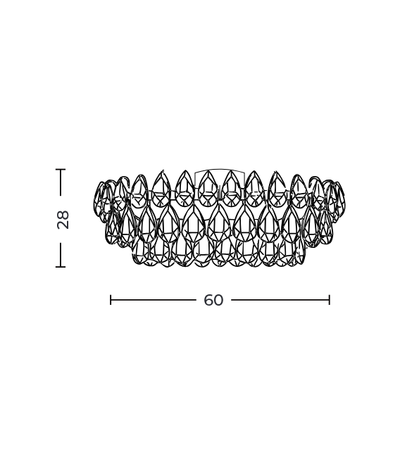 Kryształowy plafon Barletta 60 Led w kolorze złotym - 3-DIMM