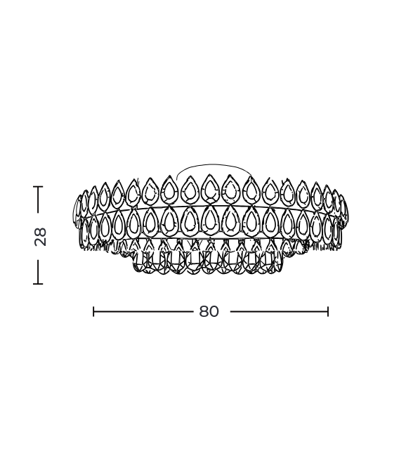 Kryształowy plafon Barletta 80 Led w kolorze złotym - 3-DIMM