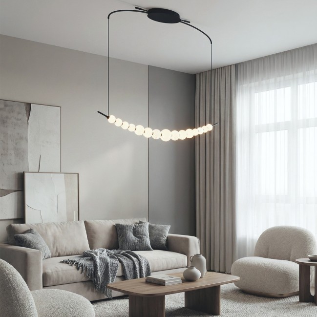 Lampa wisząca Perla Led czarna z białymi kulkami 3-Step DIMM