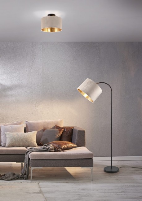 Lampa podłogowa Julieta w kolorze czarnym z beżowym abażurem