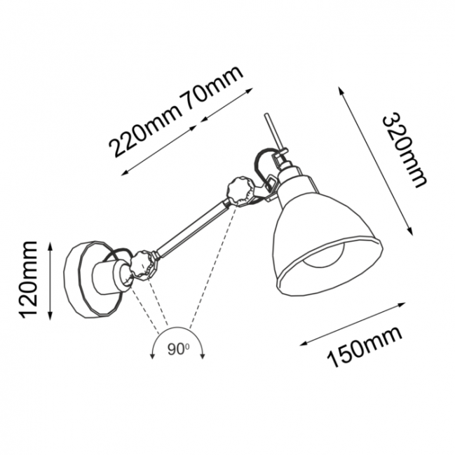 Nowoczesny kinkiet Daisen K1 w kolorze czarny mat - regulowany