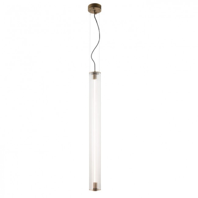 Lampa wisząca Merezi 1 Led w kolorze patyna mat z kloszem z ryflowanego szkła
