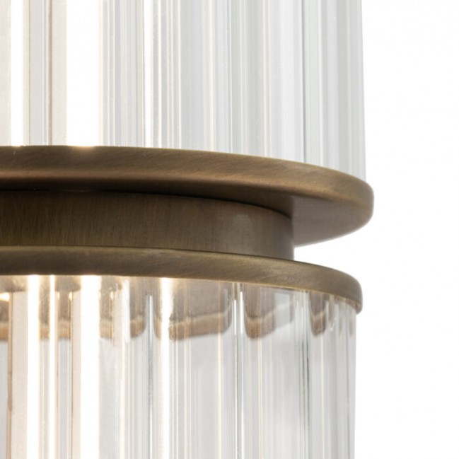 Lampa wisząca Merezi 2 Led w kolorze patyna mat z kloszem z ryflowanego szkła