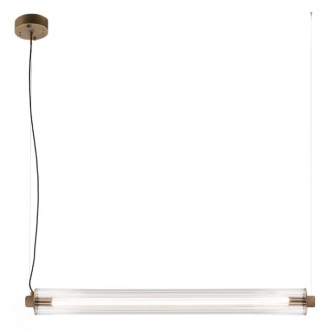 Lampa wisząca Merezi 4 Led w kolorze patyna mat z kloszem z ryflowanego szkła