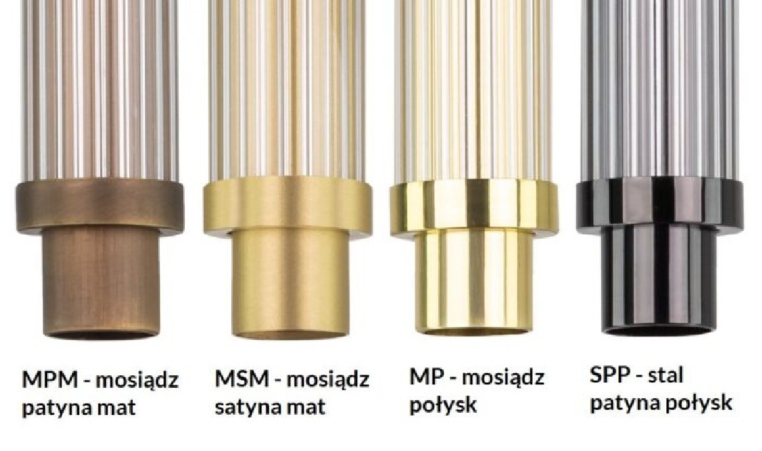 Lampa wisząca Merezi 4 Led w kolorze patyna mat z kloszem z ryflowanego szkła
